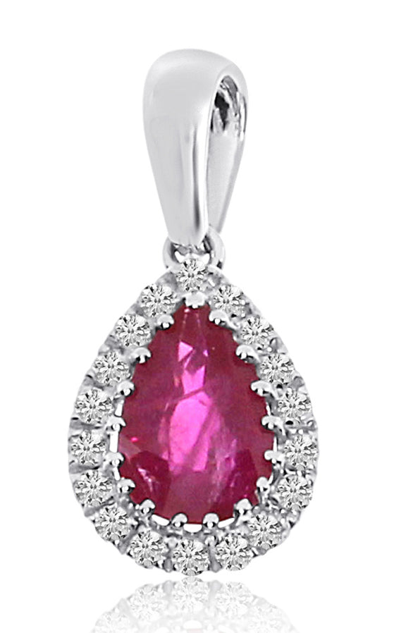 Pear Shape Ruby and Diamond Earrings