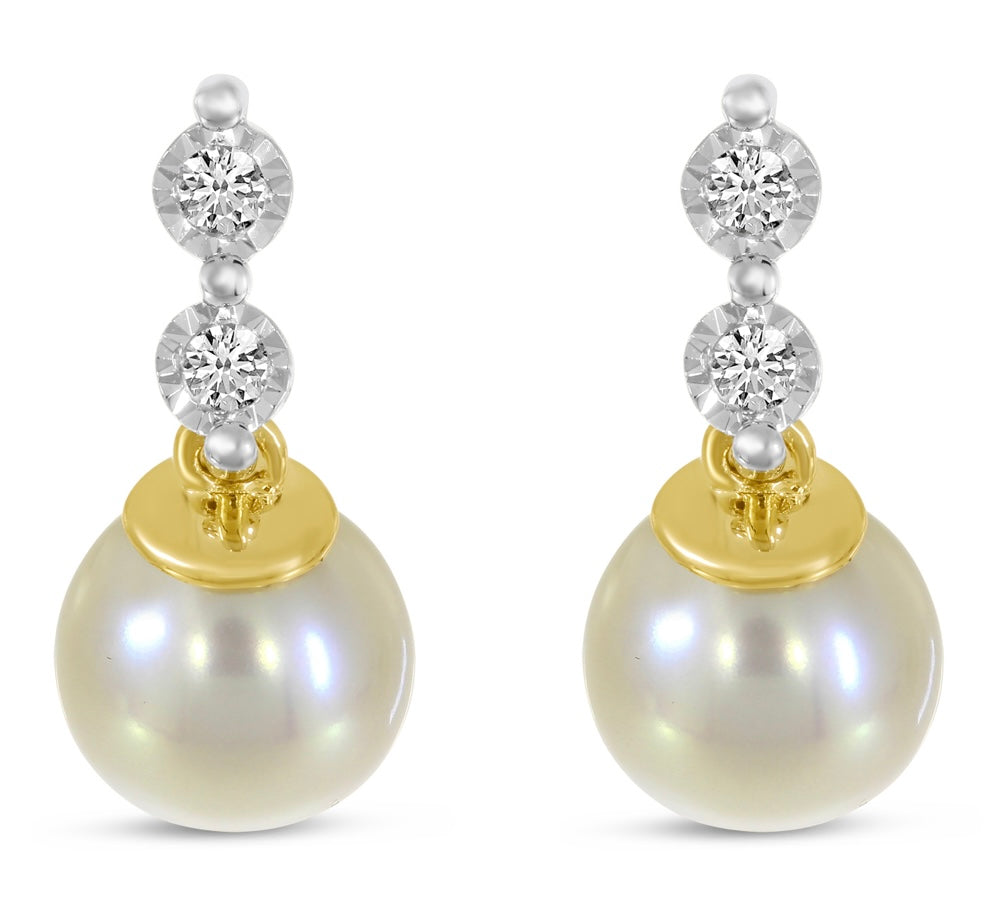 Pearl and Diamond Drop Earrings