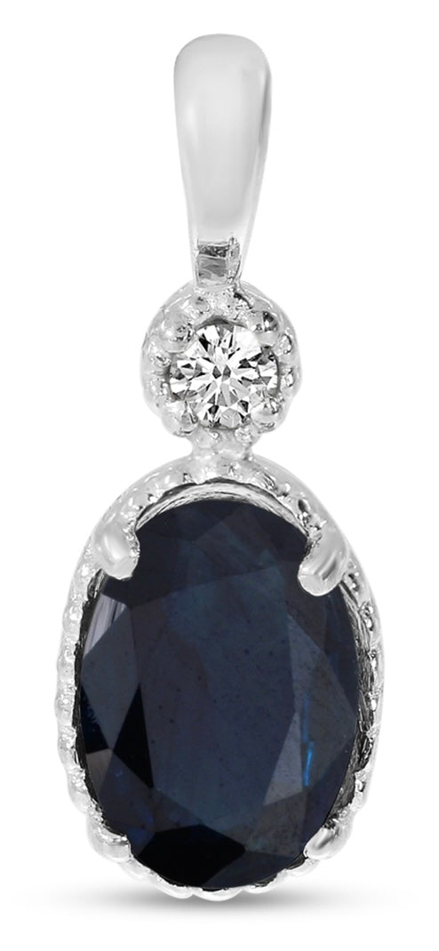 Oval Sapphire and Diamond Pendant