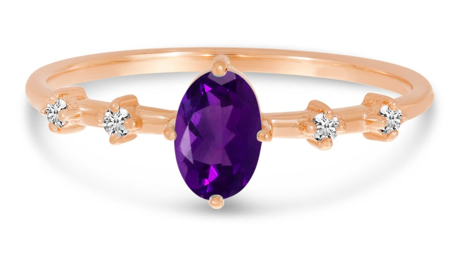 Oval Amethyst and Diamond Ring