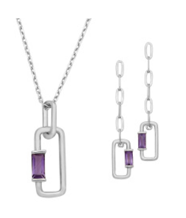 Amethyst Pendant and Earrings set