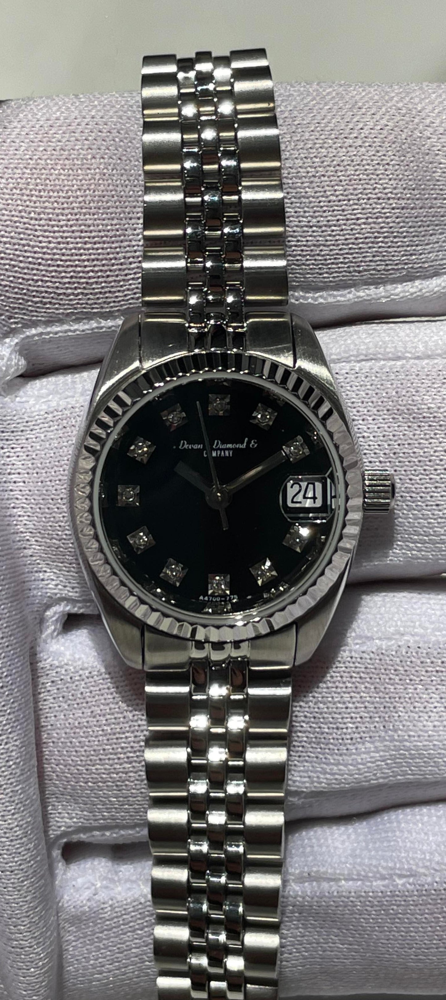 Ladies' Black Diamond Dial Watch