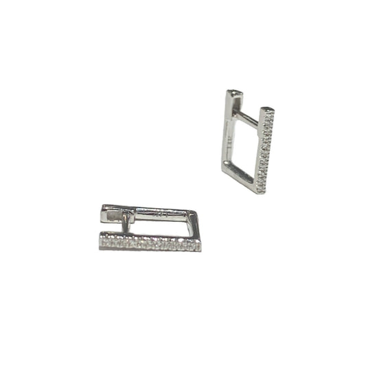 Square Diamond Huggie Earrings