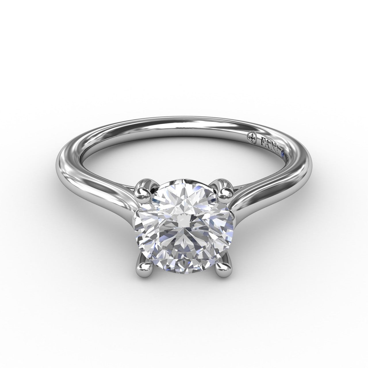 Classic Round Diamond Solitaire Engagement Ring With Cathedral Setting