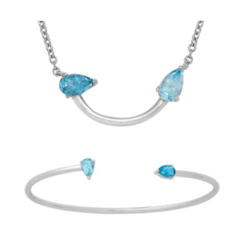 Blue Topaz Necklace and Bracelet set