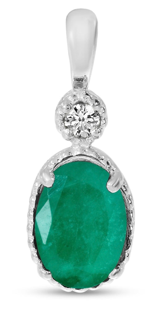 Oval Emerald and Diamond Earrings