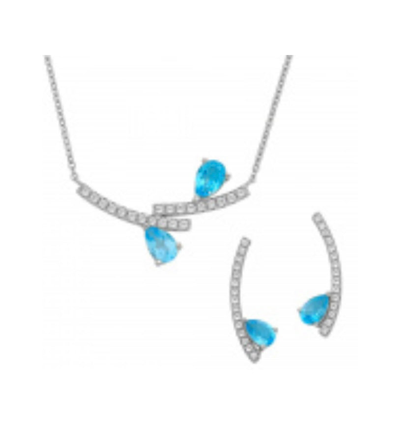 Blue Topaz Necklace and Earrings set